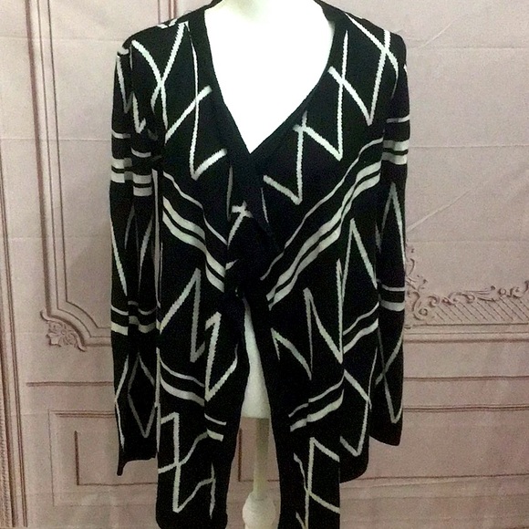 Say What? Sweaters - Geometric Design Drape Front Sweater